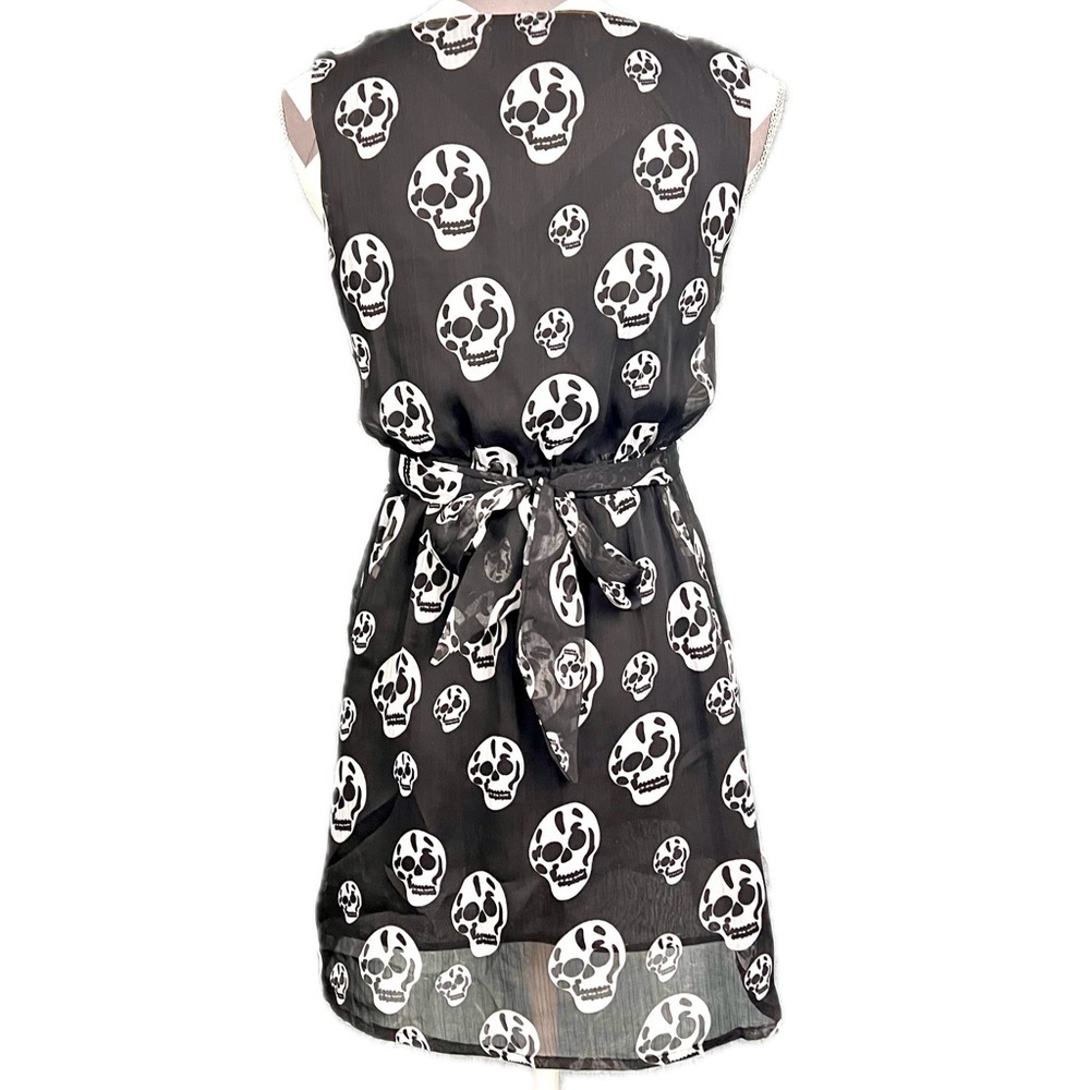 Snow Traffic Skull Pattern Skater Dress - Size S - Picture 4 of 8